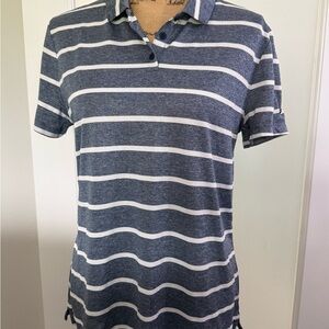 NWOT Women’s Nike Dri-FIT Golf Shirt. Blue and White Stripes. Size Large.